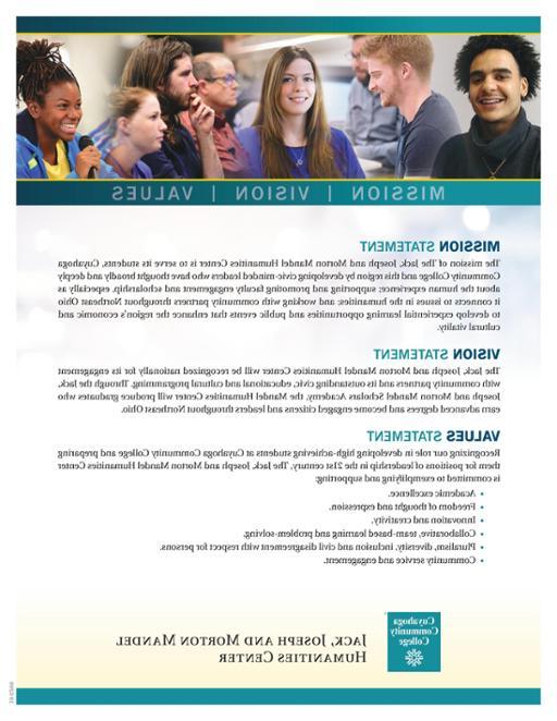 Mandel Humanities Center Mission, Vision and Values